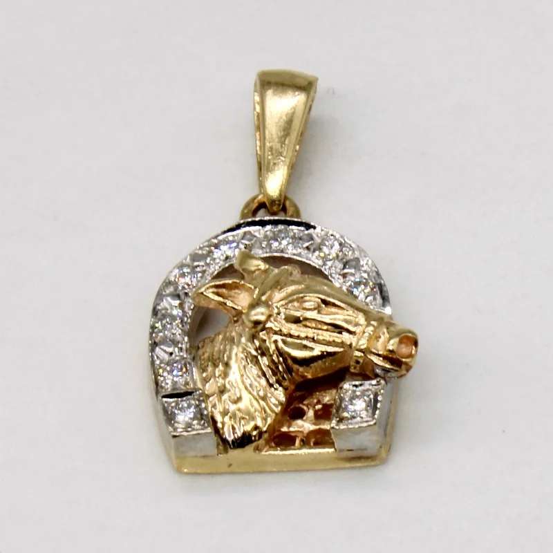 celestial star ring gold Diamond Horse Portrait Pendant | 0.05ctw |