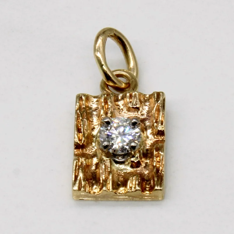 silver wave ring dainty Diamond Plaque Pendant | 0.16ct |