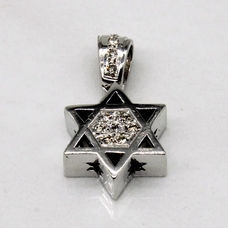 classic silver pearl earrings Diamond Star of David Pendant | 0.08ctw |