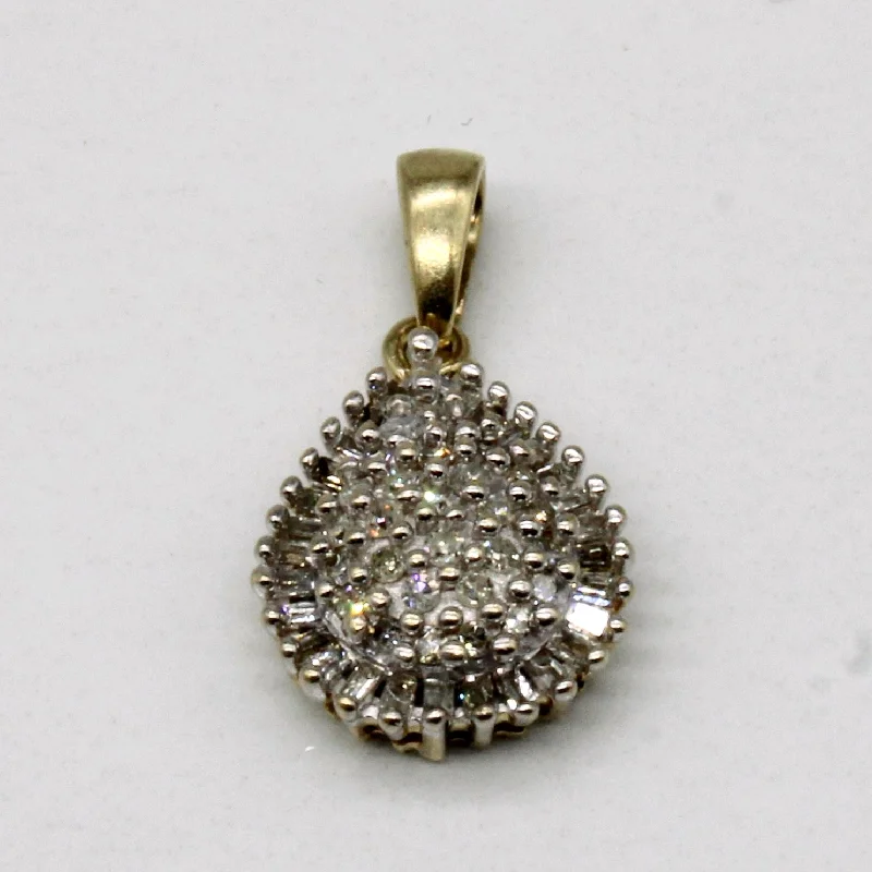men’s leather and silver bracelet Diamond Tear Drop Pendant | 0.25ctw |