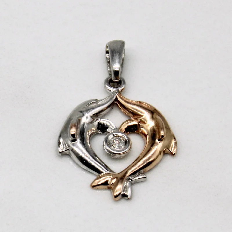 simple gold hoop earrings Diamond Twin Dolphin Pendant | 0.03ct |