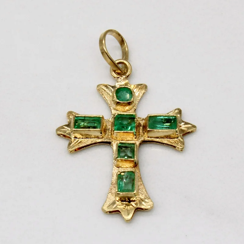 Emerald Cross Pendant | 0.40ctw |