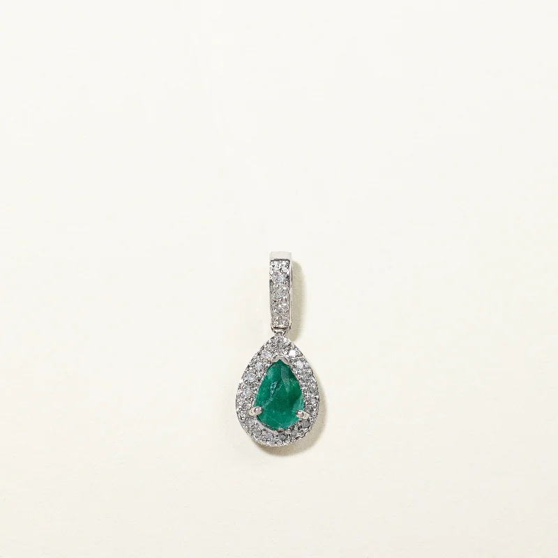 men’s tungsten wedding ring Emerald & Diamond Drop Pendant | 0.65ct, 0.06ctw |