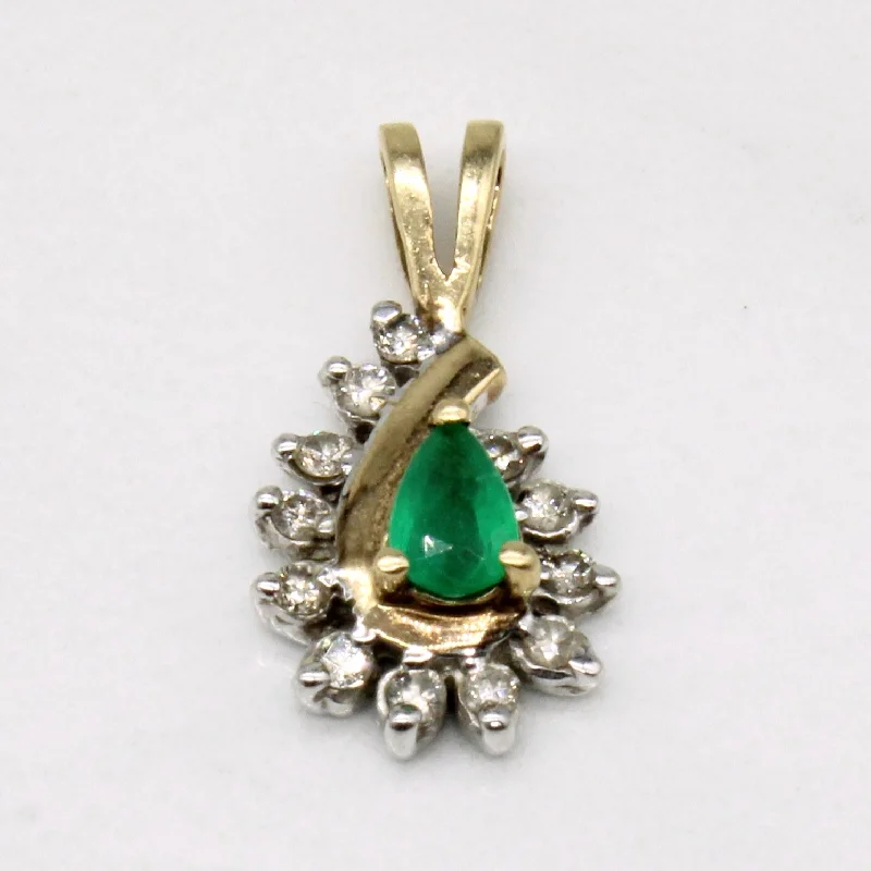 boho gold leaf ring Emerald & Diamond Halo Pendant | 0.15ct, 0.12ctw |