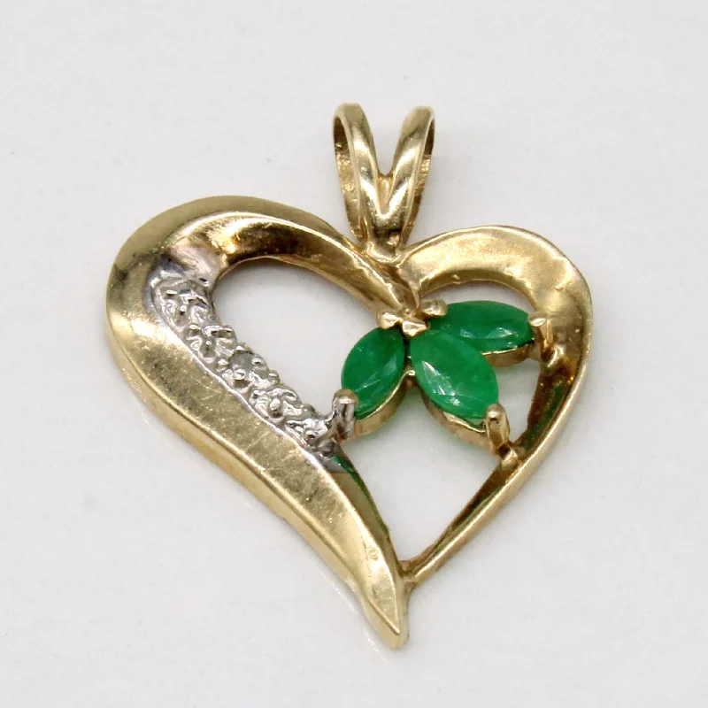 hypoallergenic earrings for sensitive ears Emerald & Diamond Heart Pendant | 0.24ctw, 0.01ct |