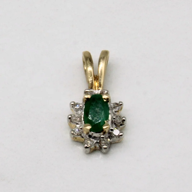 minimalist stacking rings set Emerald & Diamond Pendant | 0.20ct, 0.05ctw |