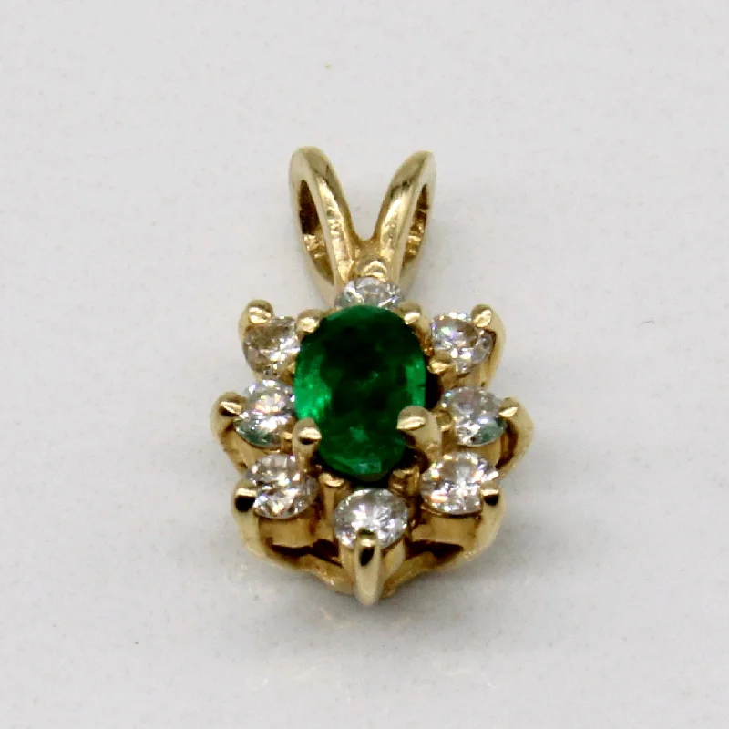 Emerald & Diamond 14k Pendant | 0.20ct, 0.16ctw |