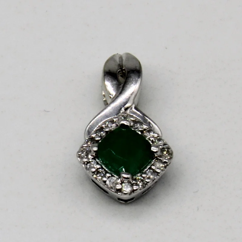 minimalist chain anklet gold Emerald & Diamond Pendant | 0.21ct, 0.08ctw |