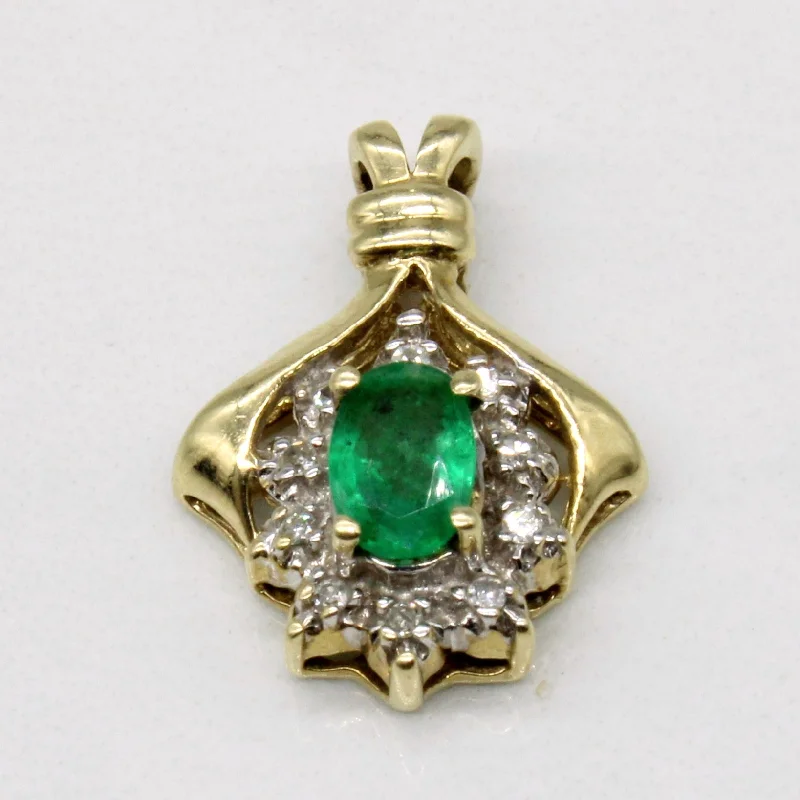 Emerald & Diamond 10k Pendant | 0.25ct, 0.05ctw |