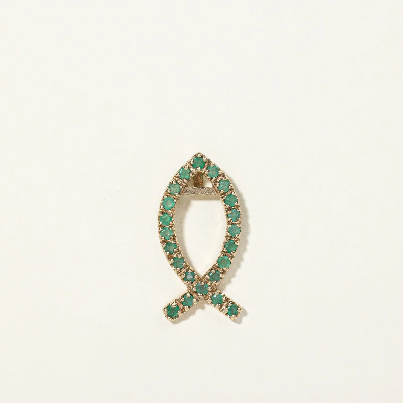 gold wedding band for men Emerald Ichthys Pendant | 0.55ctw |