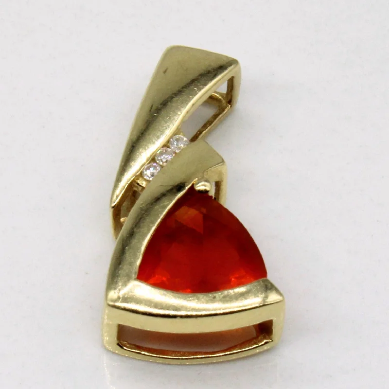 unique tribal silver ring Fire Opal & Diamond Pendant | 0.85ct, 0.03ctw |