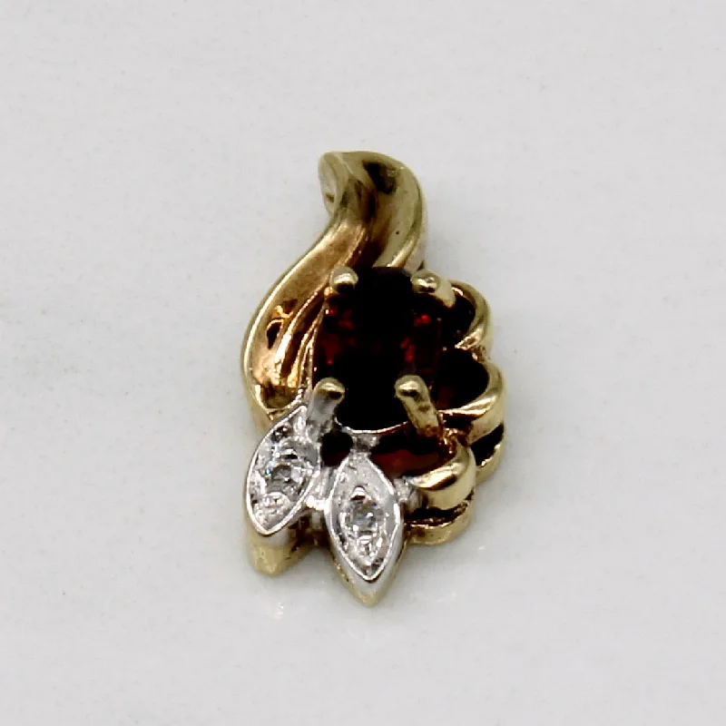 handmade raw stone engagement ring Garnet & Diamond Pendant | 0.20ct, 0.01ctw |