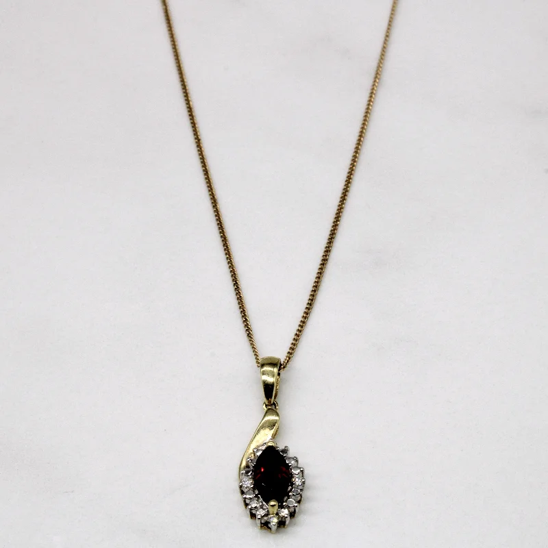 emerald-cut engagement ring halo Garnet & Diamond 10k Pendant & Chain | 0.50ct, 0.04ctw | 17" |