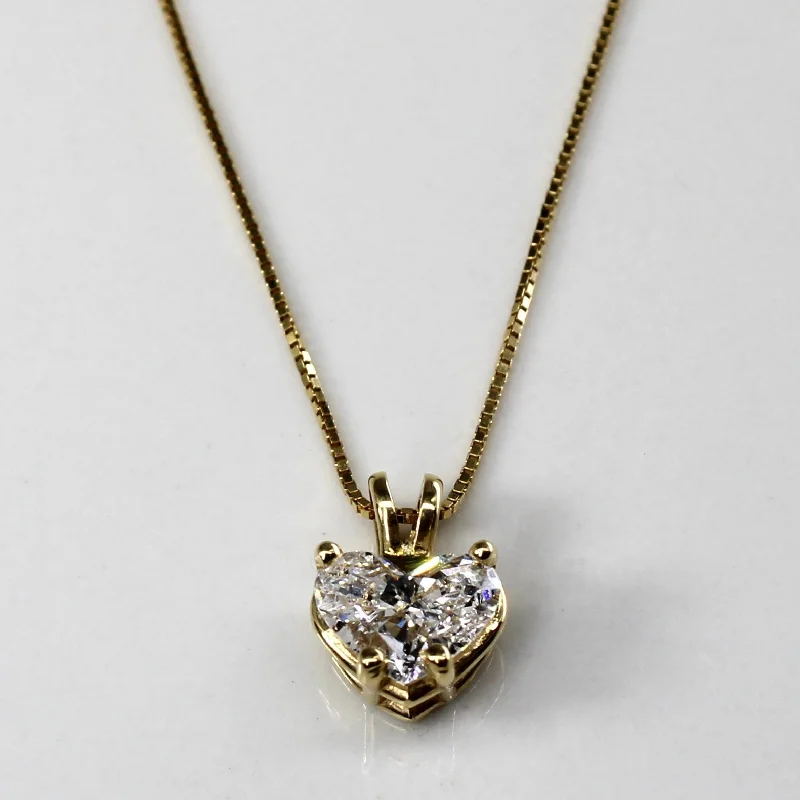 GIA Certified Heart Cut Diamond Pendant 14k Necklace | 0.71ct SI2 D | 18"|