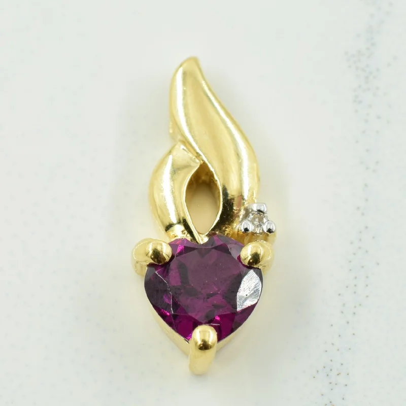 minimalist rose gold bracelet Heart Cut Garnet & Diamond Pendant | 0.60ct, 0.005ct |
