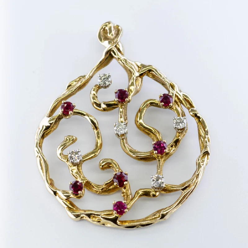 unique promise ring for girlfriend Intertwined Ruby & Diamond Pendant | 0.63ctw | 0.35ctw |