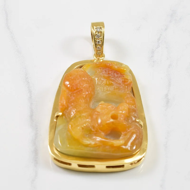 unique gemstone necklace handmade Jadeite & Diamond Pendant | 170.00ct, 0.12ctw |