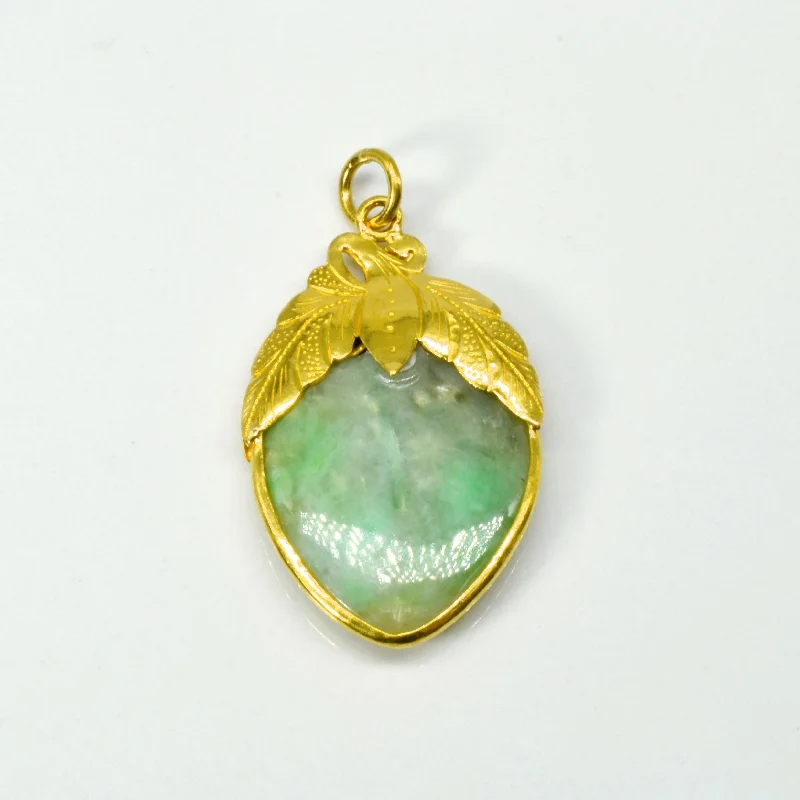 silver moon phase pendant Jadeite Filigree Gold Pendant
