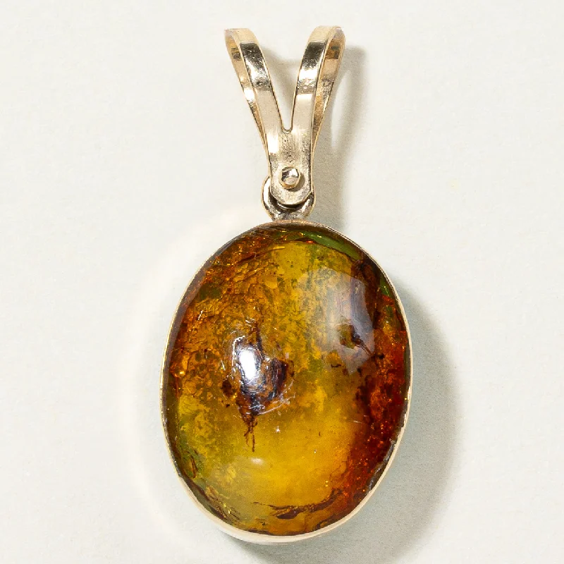 birthstone necklace for mom Two-Sided Larimar & Amber Pendant | 3.50ct, 1.50ct |