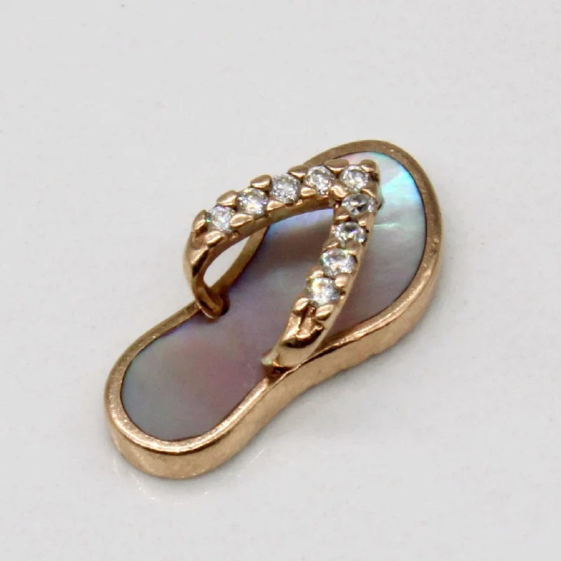 personalized initial ring stackable Mother of Pearl & Diamond Flip Flop Pendant | 0.50ct, 0.09ctw | personalized initial ring stackable Mother of Pearl & Diamond Flip Flop Pendant | 0.50ct, 0.09ctw |