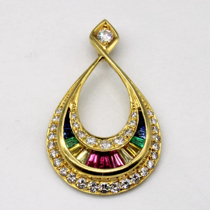 men’s titanium ring with diamonds Multi Gem Teardrop Pendant | 1.29ctw |