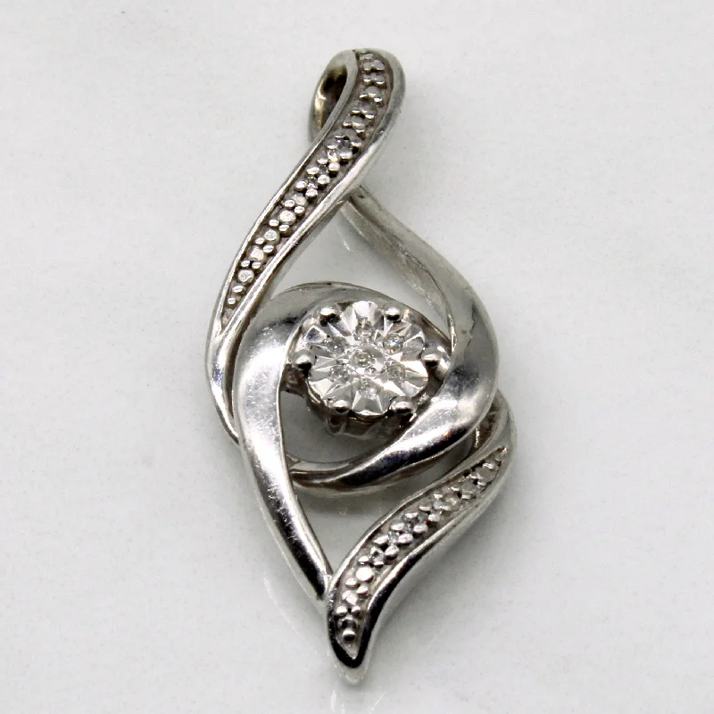 simple snake chain necklace Ornate Silver and Diamond pendant | 0.03ctw |
