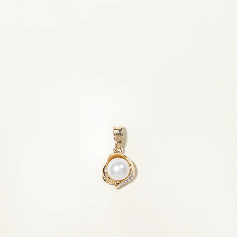 silver hoop earrings small Pearl & Diamond Pendant | 0.01ct |