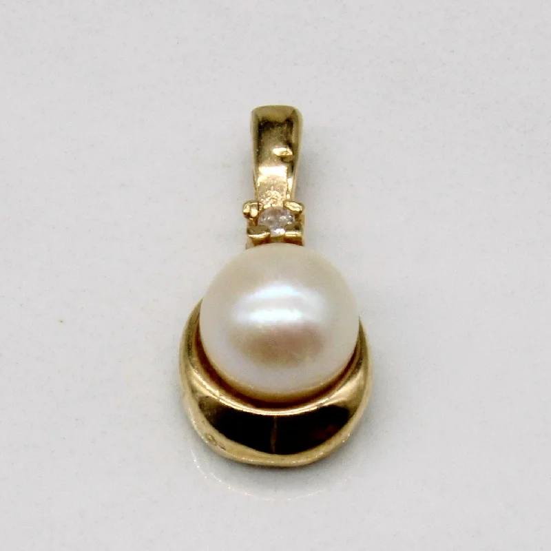 Pearl & Diamond 14k Pendant | 0.01ct |