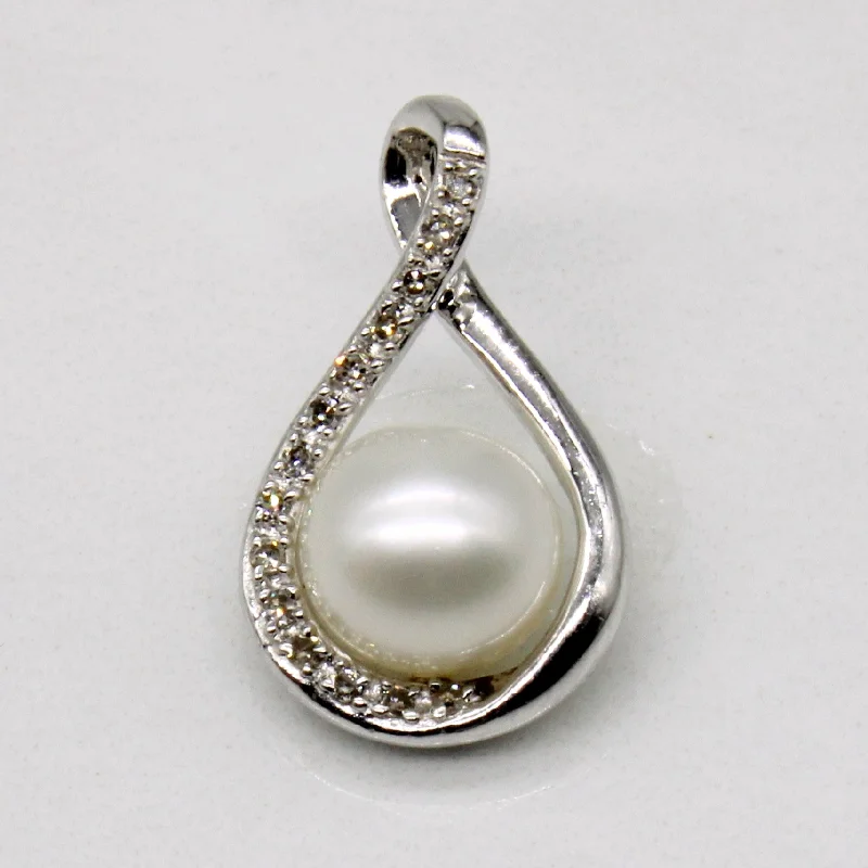 Pearl & Diamond Sterling Silver Pendant | 0.04ctw |