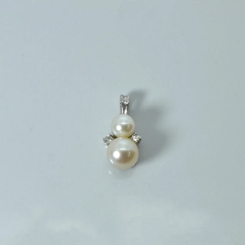 moissanite engagement ring affordable Pearls & Diamond Drop Pendant | 0.3ctw |