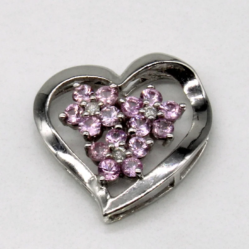 dainty heart charm necklace Pink Sapphire & Diamond Heart Pendant | 0.50ctw, 0.03ctw |