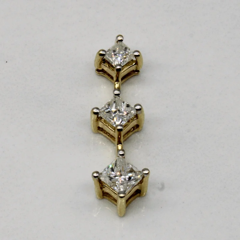 sterling silver lotus ring Princess Cut Diamond Drop Pendant | 0.90ctw |