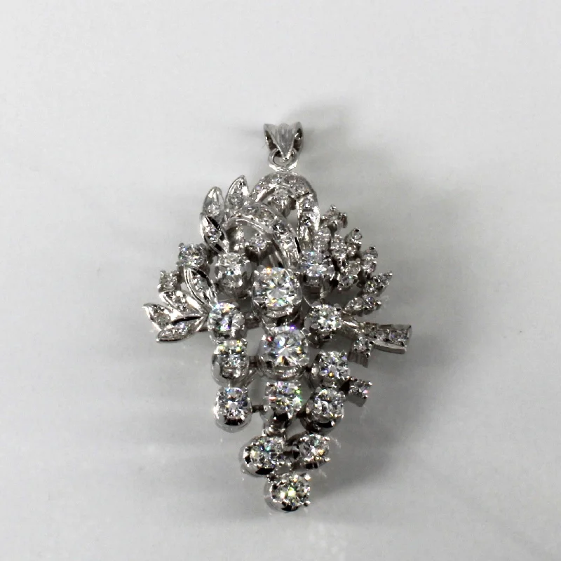 dainty lotus flower ring Prong Set Diamond Pendant/Brooch | 2.38ctw |