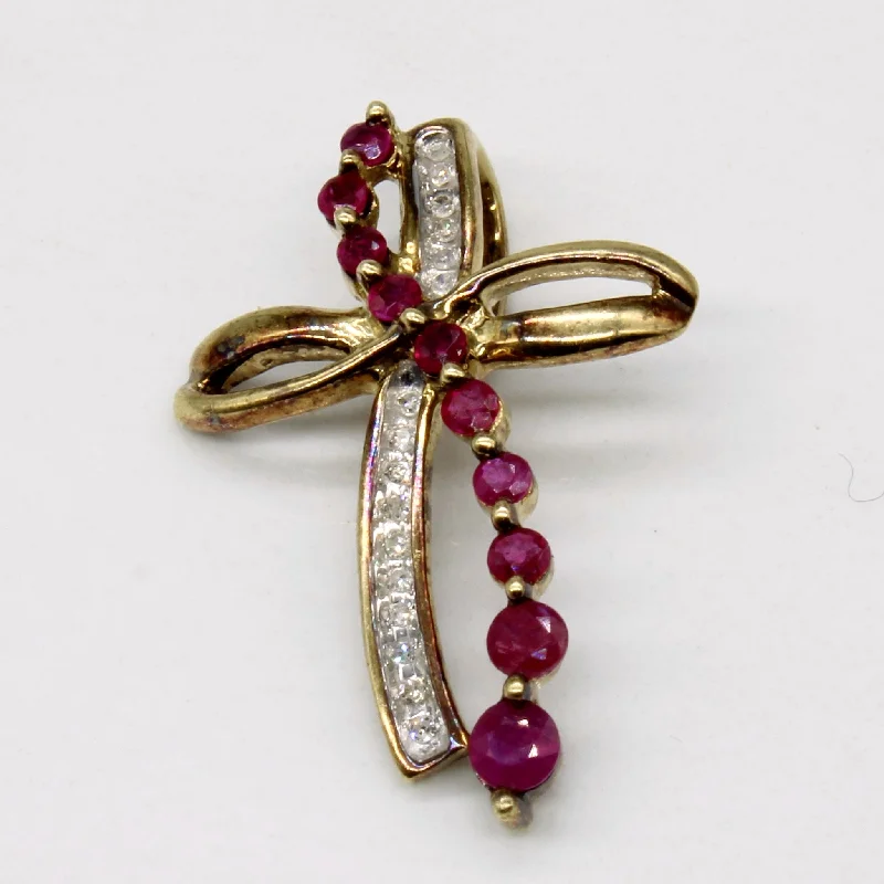 rose gold infinity bracelet Ruby & Diamond Cross Pendant | 0.40ctw, 0.03ctw |