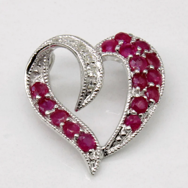 handcrafted filigree ring silver Ruby & Diamond Heart Pendant | 0.53ctw, 0.05ctw | handcrafted filigree ring silver Ruby & Diamond Heart Pendant | 0.53ctw, 0.05ctw |