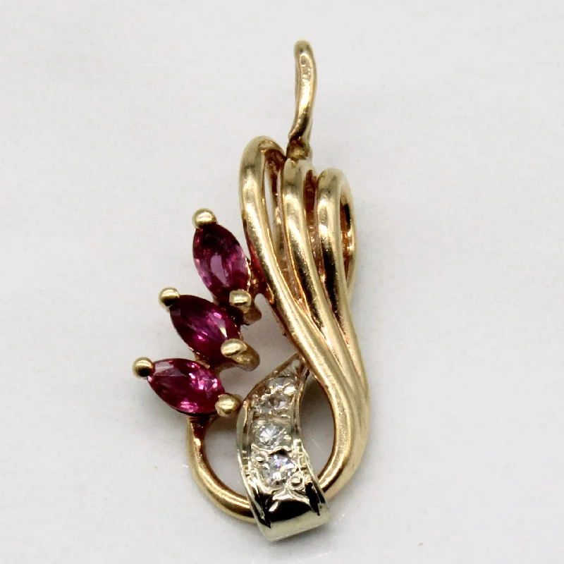unique silver branch ring Ruby & Diamond Pendant | 0.24ctw, 0.04ctw |