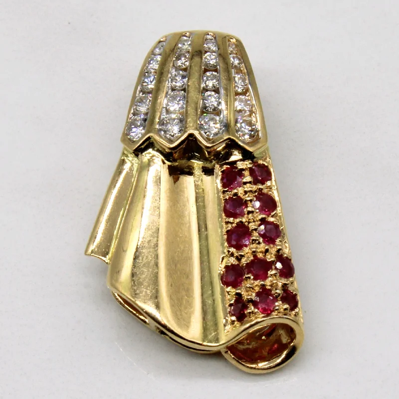 solid gold disc charm bracelet Ruby & Diamond Pendant | 0.48ctw, 0.40ctw |
