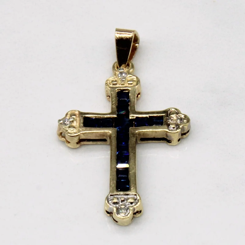 silver rope chain men Sapphire and Diamond Cross 10k Pendant | 0.75ctw, 0.028ctw | silver rope chain men Sapphire and Diamond Cross 10k Pendant | 0.75ctw, 0.028ctw |