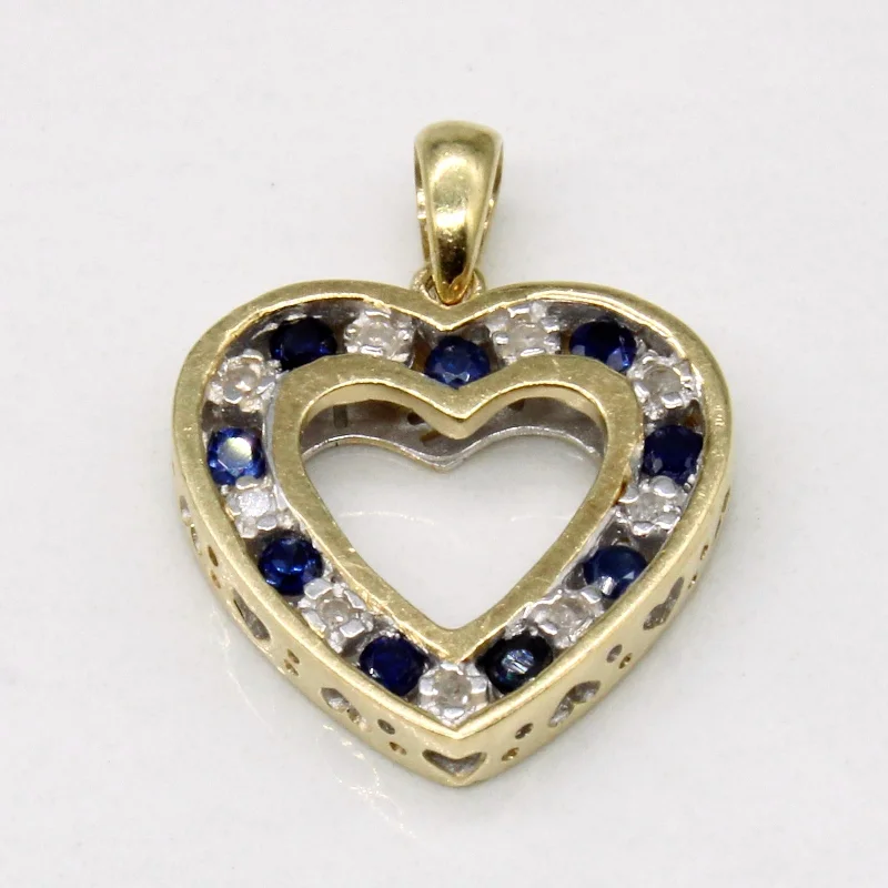 thin silver chain necklace Sapphire & Diamond Heart Pendant | 0.20ctw, 0.03ctw |