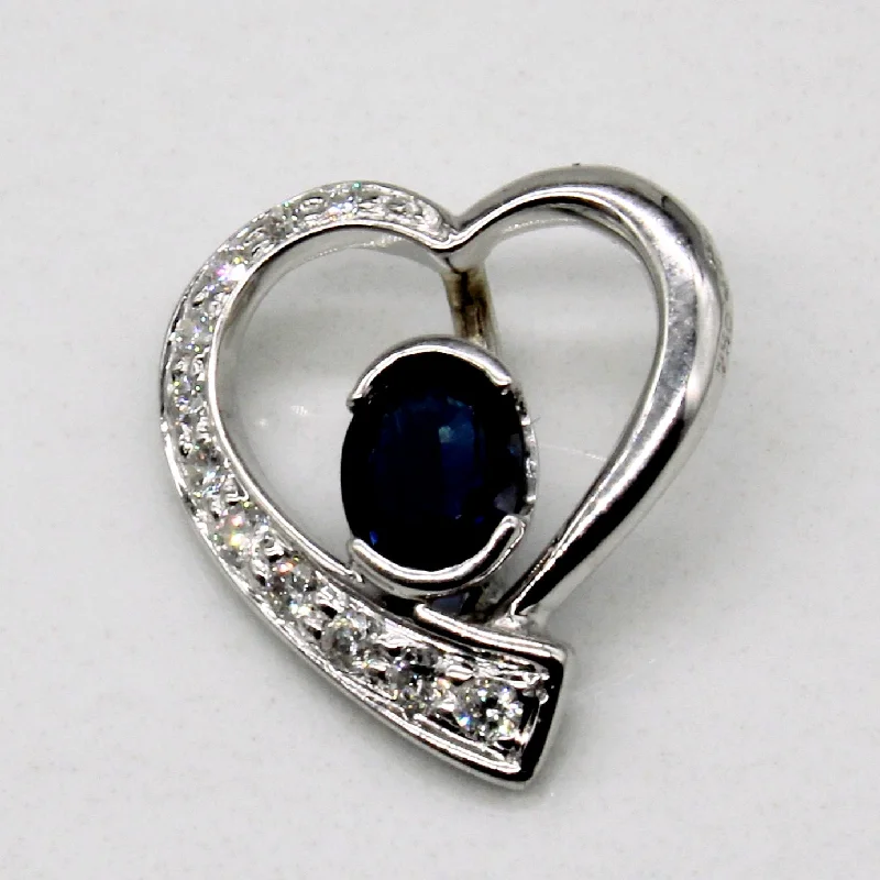 minimalist sapphire drop necklace Sapphire & Diamond Heart Pendant | 0.50ct, 0.07ctw |