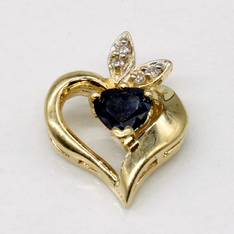 thin gold wedding band women Sapphire & Diamond Heart Pendant | 0.56ct, 0.02ctw |