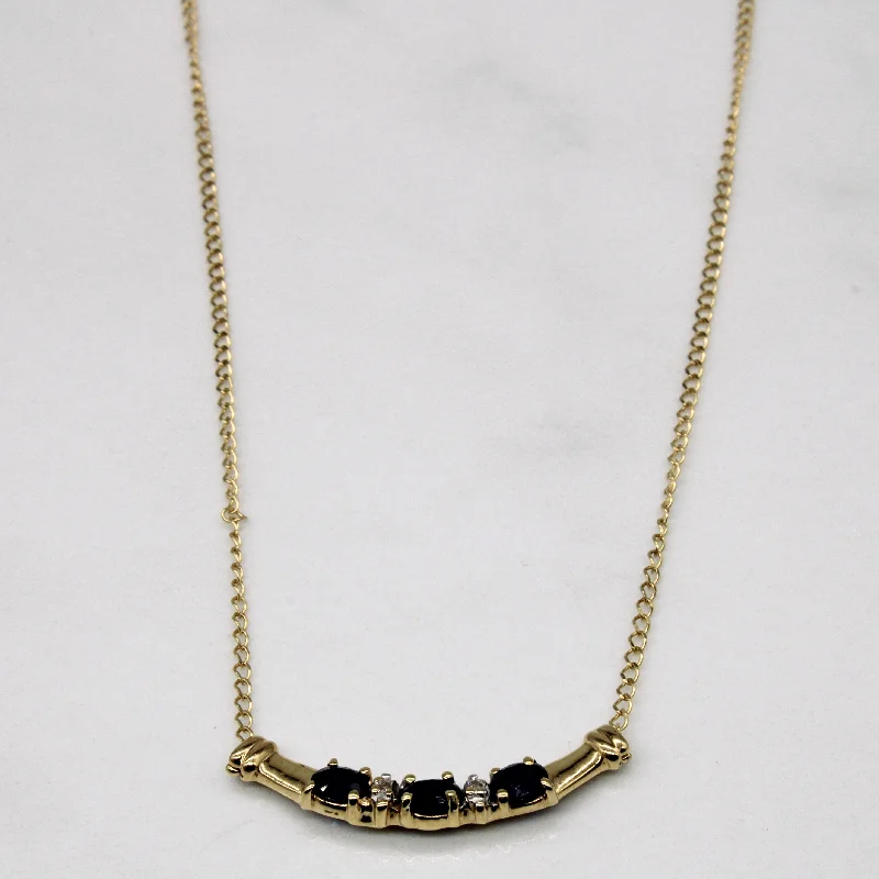 personalized hand-stamped bar ring Sapphire & Diamond Scoop 10k Pendant & Cable Chain | 0.75ctw, 0.01ctw | 18" |