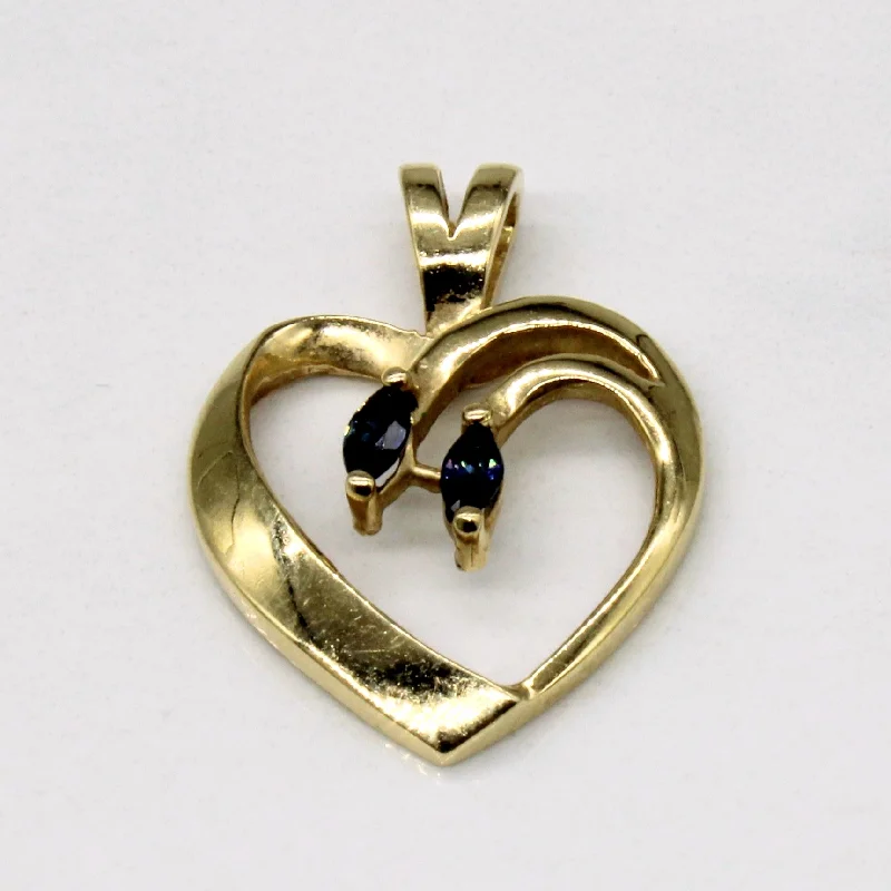 tiny gold huggie hoops Sapphire Heart 14k Pendant | 0.15ctw |