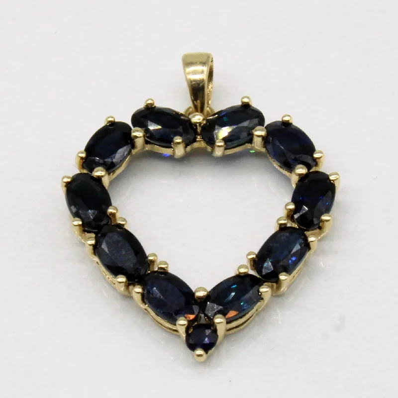 custom name necklace gold Sapphire Heart Pendant | 3.00ctw |