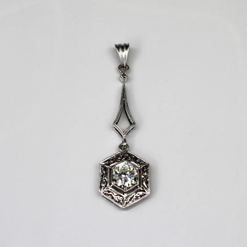 Solitaire Diamond Filigree Gold Hanging Pendant | 0.89ct SI1/SI2 I/J |