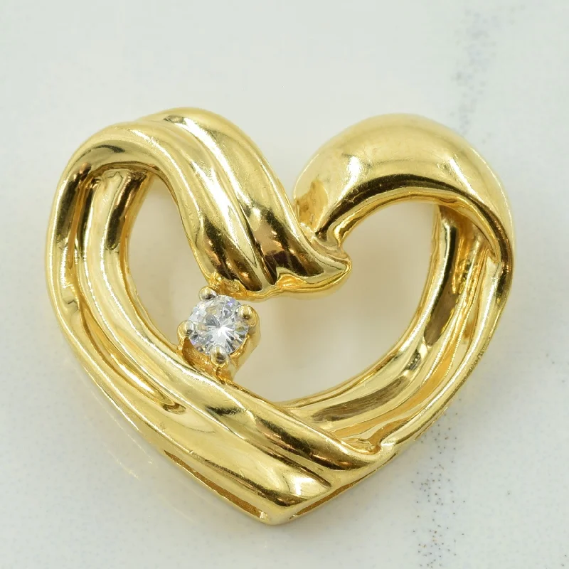 handcrafted gold stud earrings Solitaire Diamond Heart Pendant | 0.06ct |