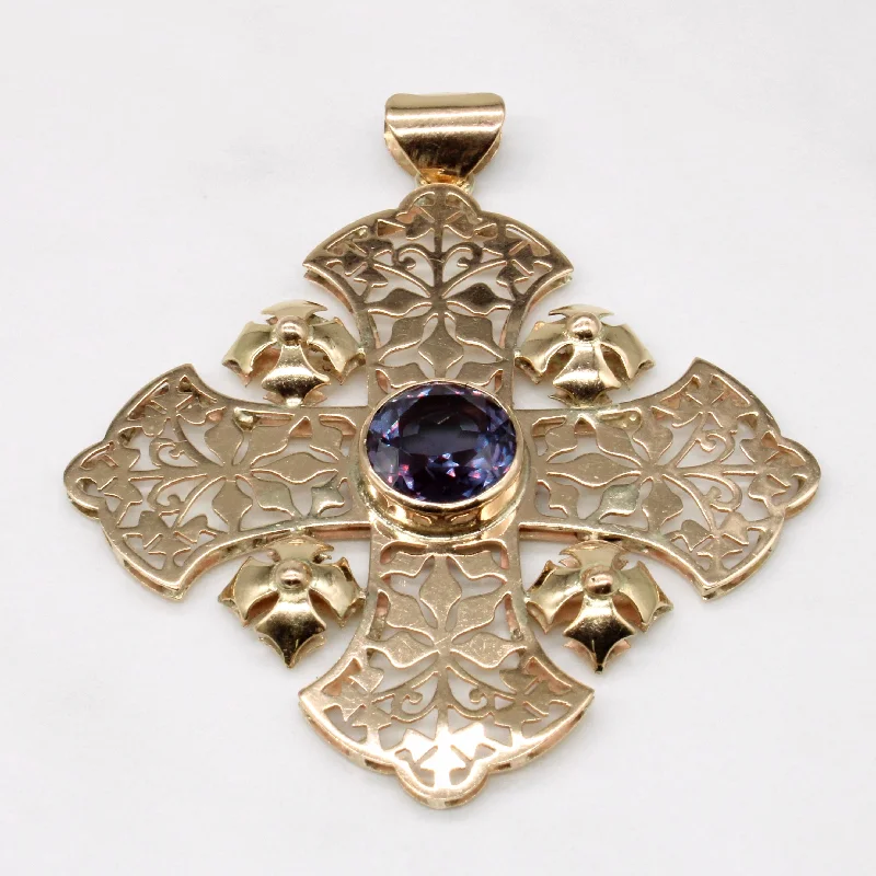 gothic skull ring for men Synthetic Colour Change Sapphire Pendant | 4.10ct |