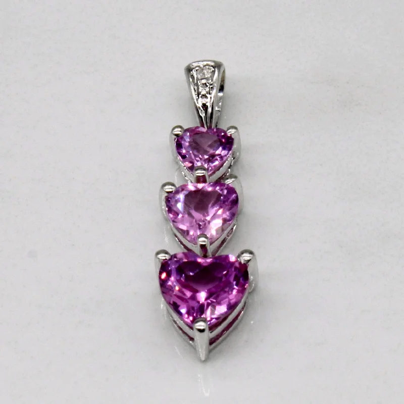 round-cut blue sapphire earrings Synthetic Pink Sapphire & Natural Diamond 10k Pendant | 1.75ctw, 0.01ct | round-cut blue sapphire earrings Synthetic Pink Sapphire & Natural Diamond 10k Pendant | 1.75ctw, 0.01ct |