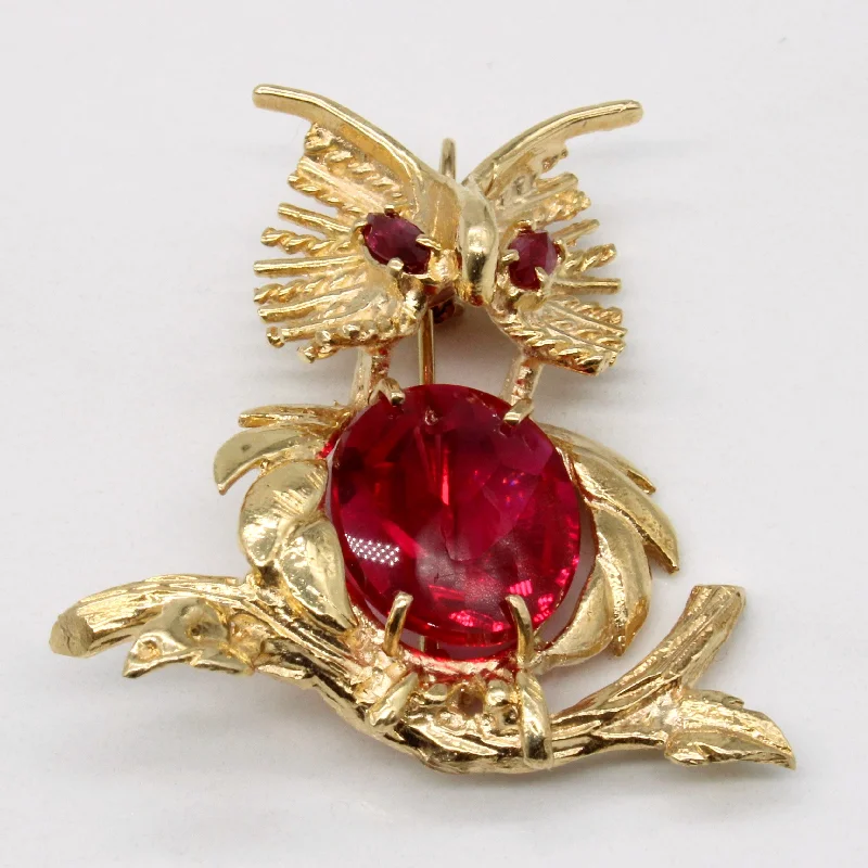 Synthetic Ruby Owl Brooch & Pendant | 10.50ctw |