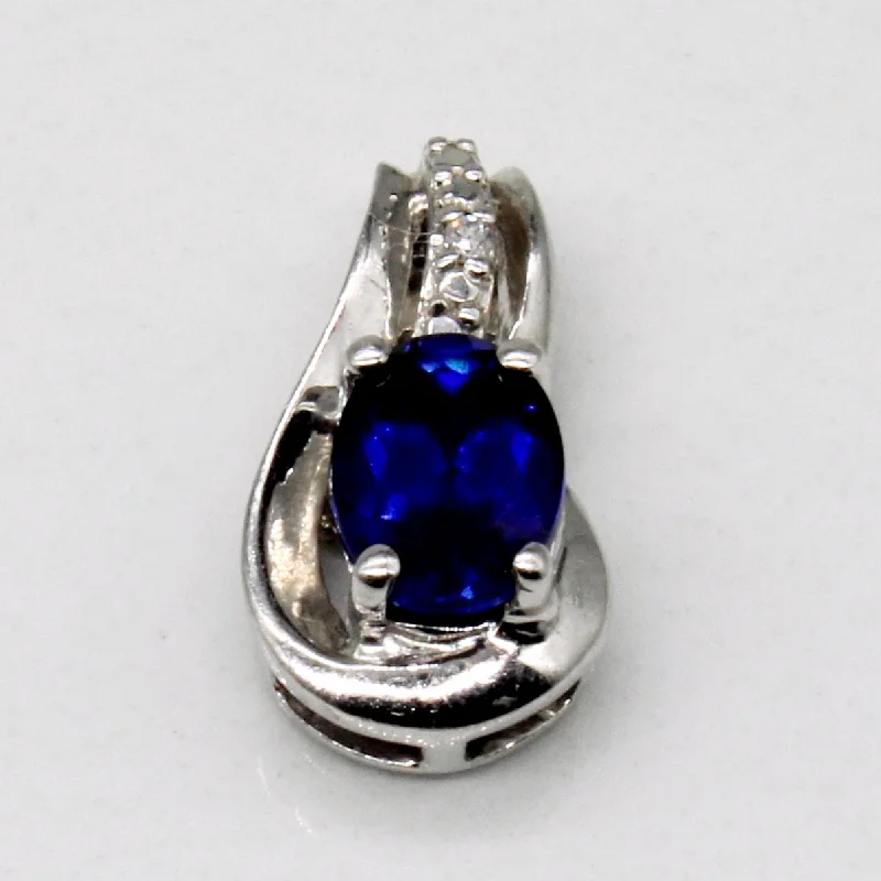 celestial meteor shower earrings Synthetic Sapphire & Diamond Pendant | 1.00ct, 0.01ct |
